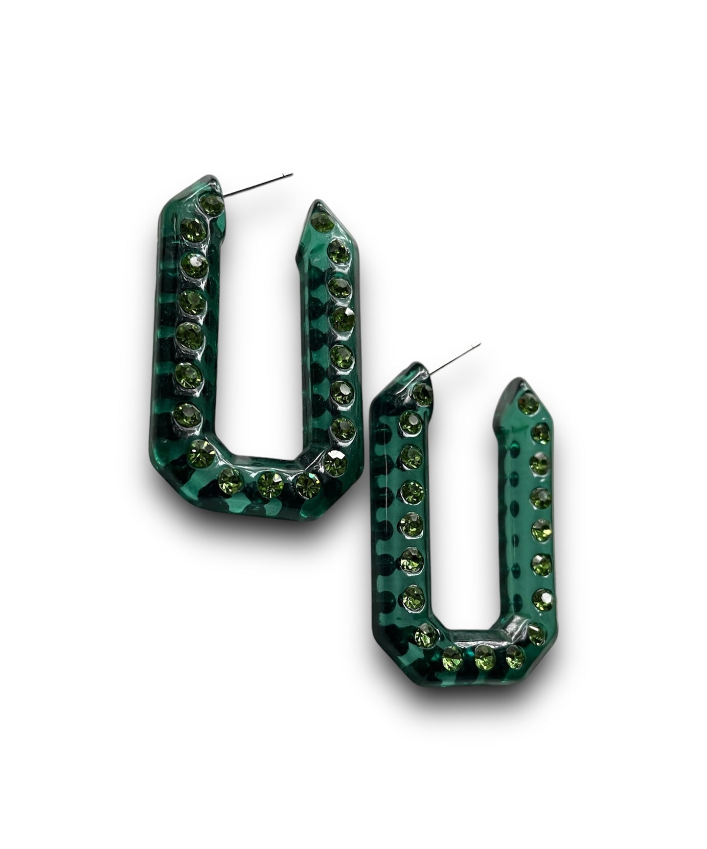 Crush on You  Resin Rhinestone Hoop Earrings