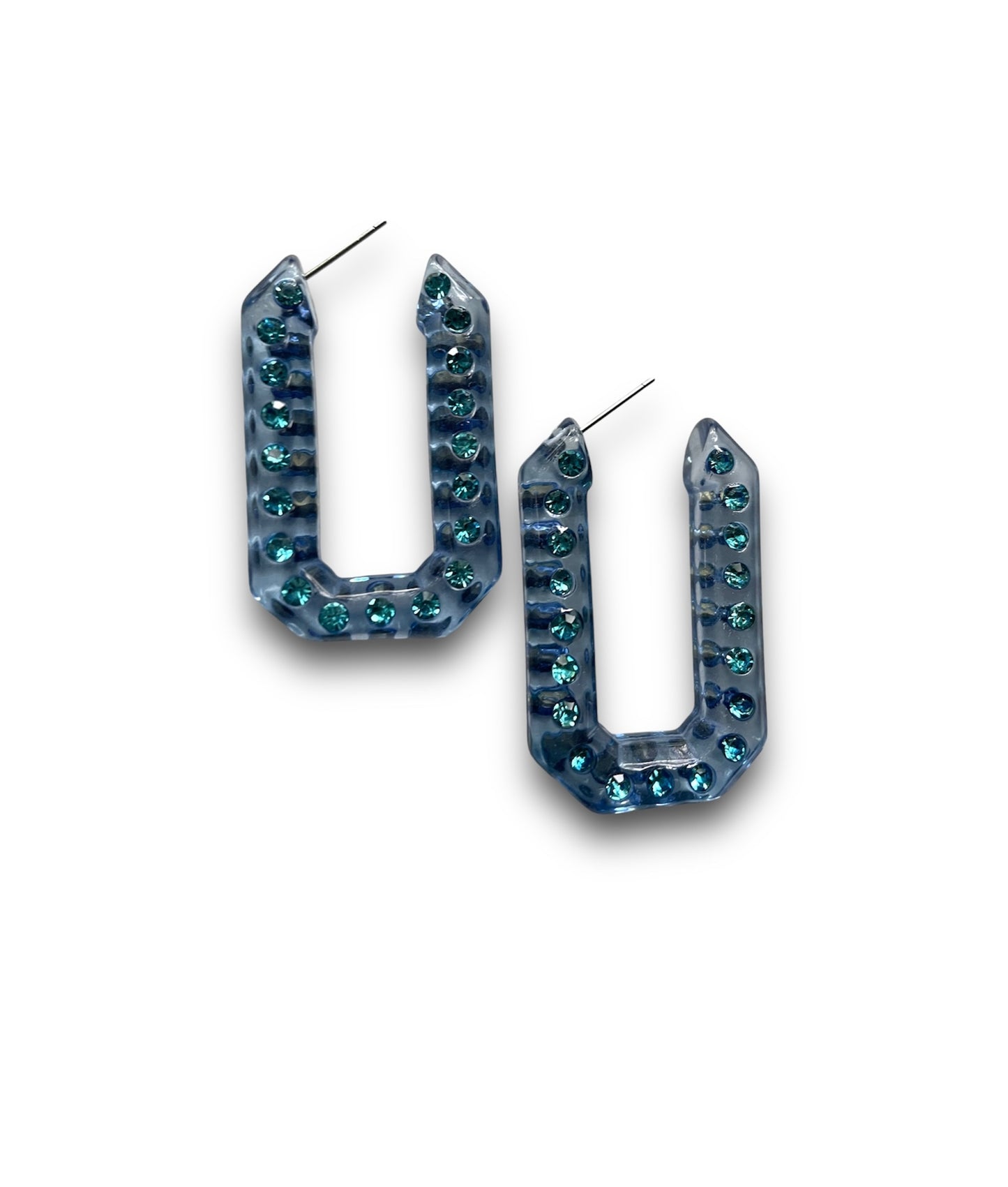 Crush on You  Resin Rhinestone Hoop Earrings