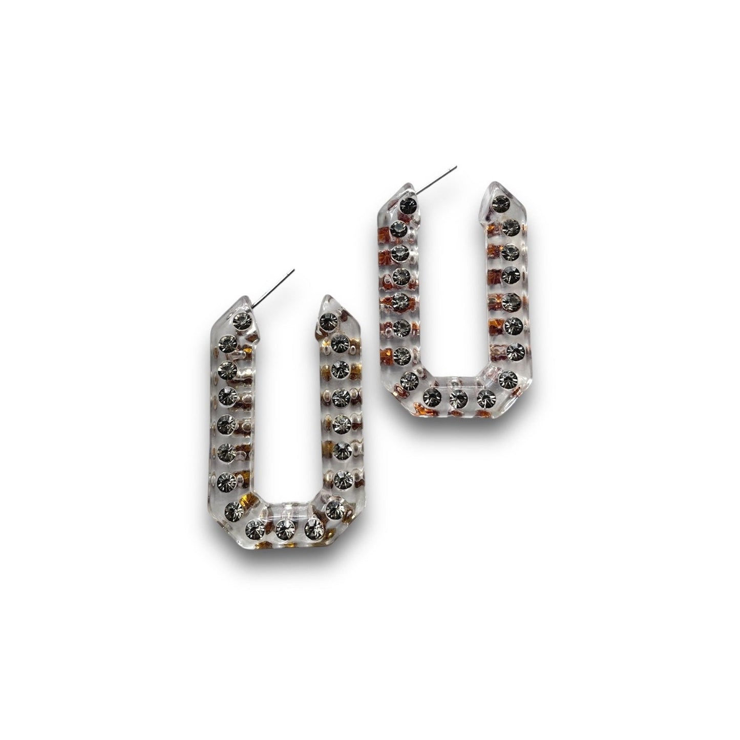 Crush on You  Resin Rhinestone Hoop Earrings